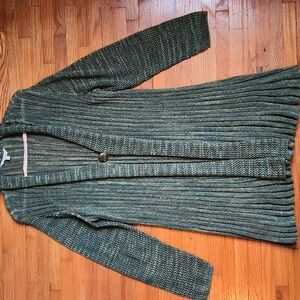 Krazy Kat L Ribbed Cardigan Earth Tone Boho Lagenlook Winter Comfy